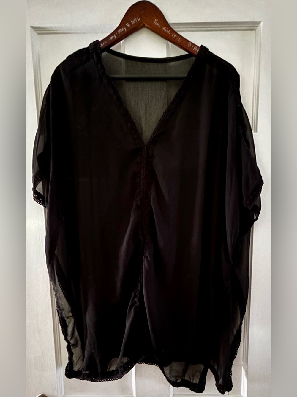 Black Sheer V-Neck Bikini Coverup